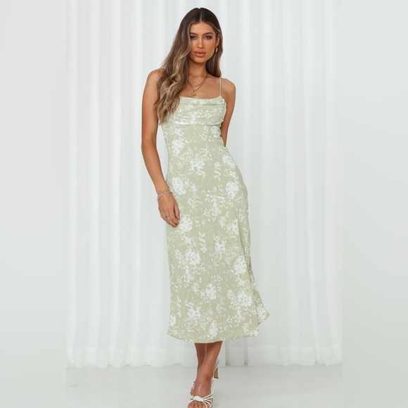 Hello Molly TOTALLY WILD MIDI DRESS OLIVE green size 4 - Picture 2 of 10